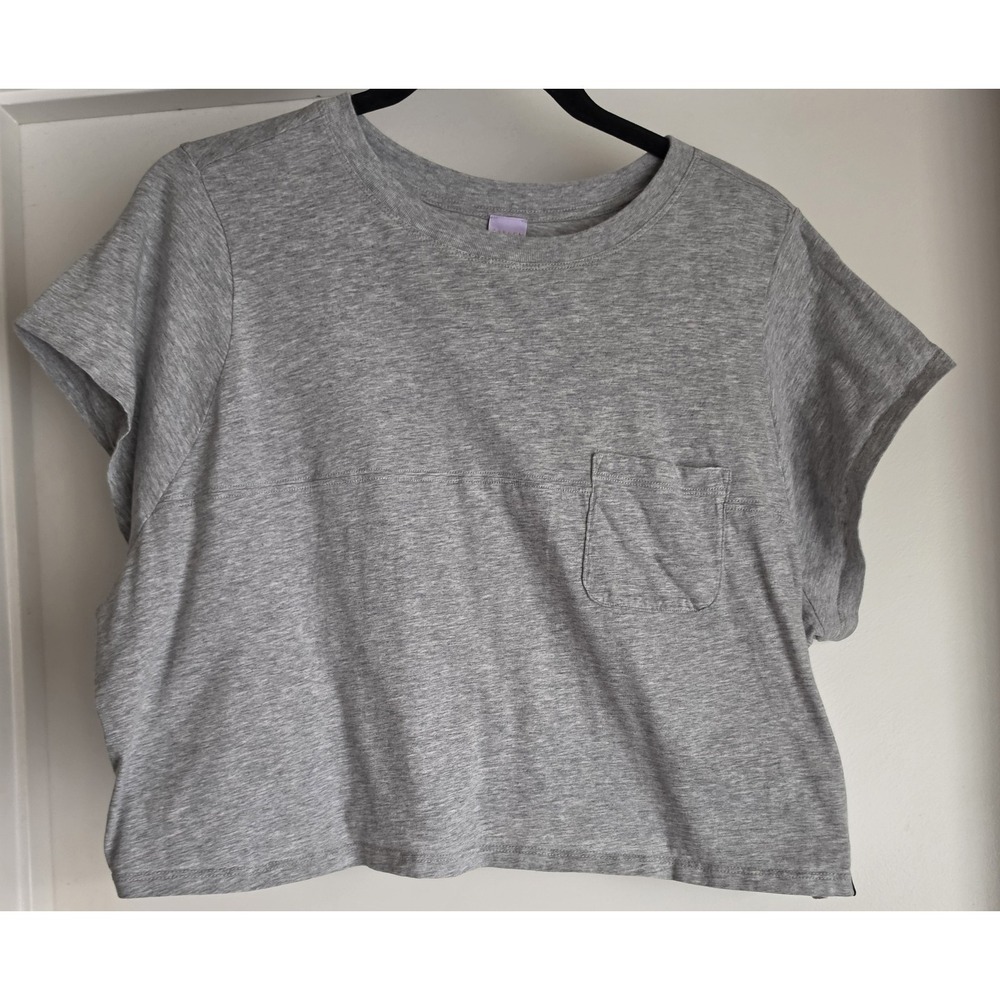 Savage x Fenty Gray Cotton T-Shirt Size 2X Short Sleeve Crew Neck Tee Crop Top